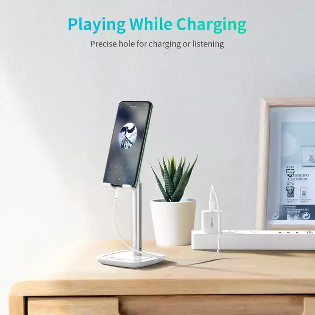 Choetech H035 aluminum stand for a phone or tablet with adjustment - white and silver 30