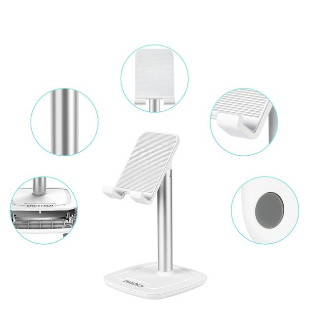 Choetech H035 aluminum stand for a phone or tablet with adjustment - white and silver 22