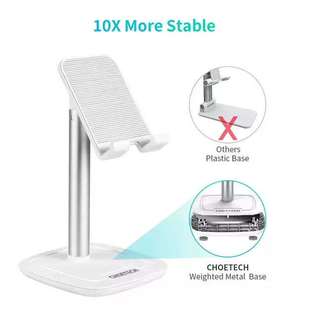 Choetech H035 aluminum stand for a phone or tablet with adjustment - white and silver 26