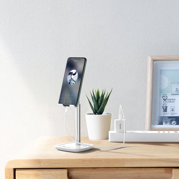 Choetech H035 aluminum stand for a phone or tablet with adjustment - white and silver 21