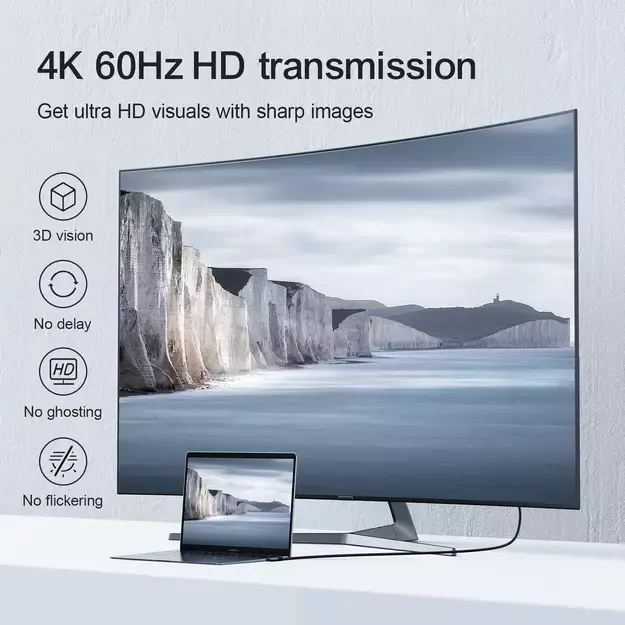 Joyroom SY-20C1 USB-C (angled) / HDMI (straight) Cable 4K 60Hz 2m - Gray 2