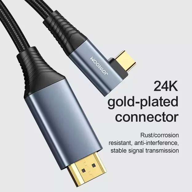 Joyroom SY-20C1 USB-C (angled) / HDMI (straight) Cable 4K 60Hz 2m - Gray 4