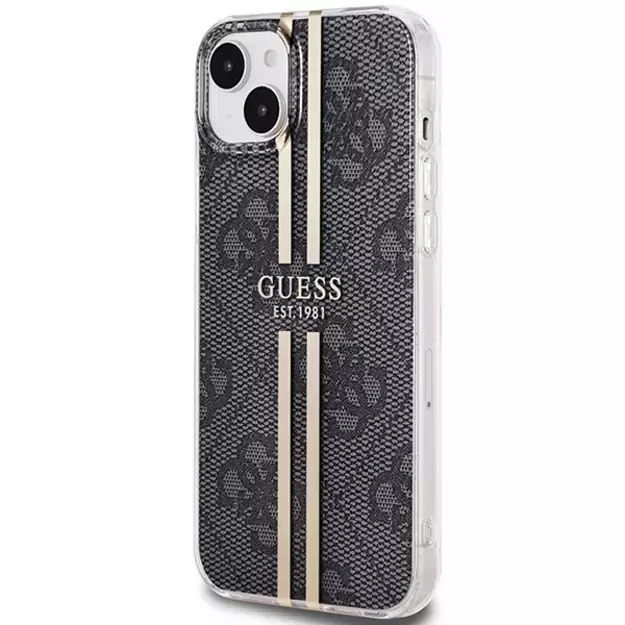 Guess IML 4G Gold Stripe case for iPhone 15 Plus / 14 Plus - black 8