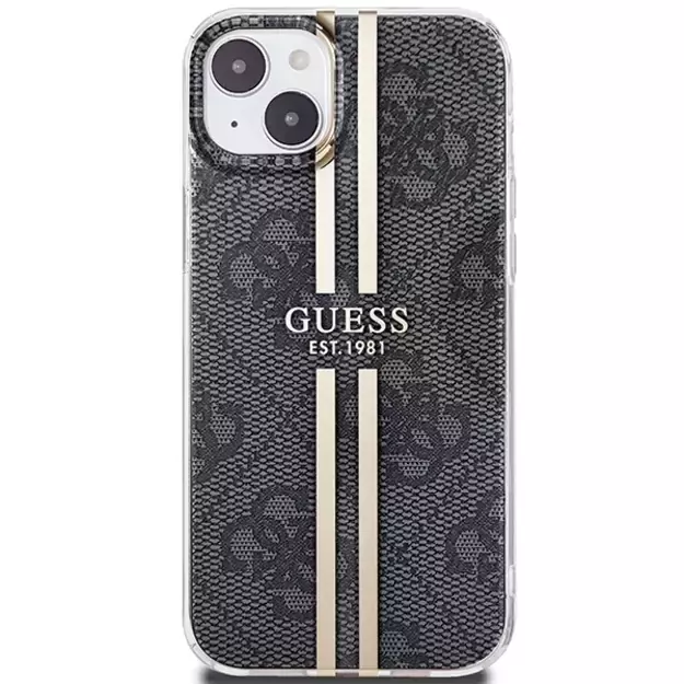 Guess IML 4G Gold Stripe case for iPhone 15 Plus / 14 Plus - black 9