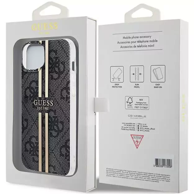 Guess IML 4G Gold Stripe case for iPhone 15 Plus / 14 Plus - black 14