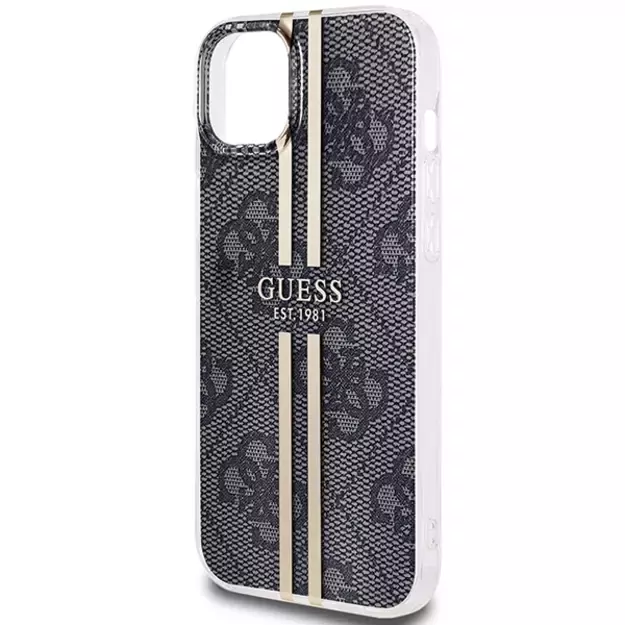 Guess IML 4G Gold Stripe case for iPhone 15 Plus / 14 Plus - black 12