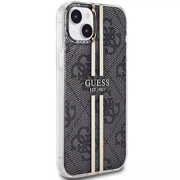 Guess IML 4G Gold Stripe case for iPhone 15 Plus / 14 Plus - black 10