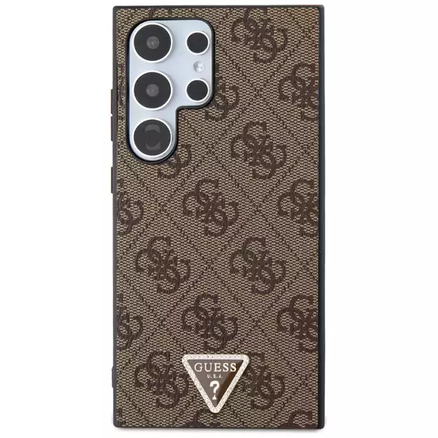 Guess Grip Stand 4G Triangle Strass Case for Samsung Galaxy S24 Ultra - Brown 9