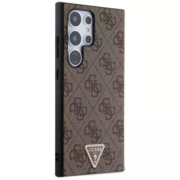 Guess Grip Stand 4G Triangle Strass Case for Samsung Galaxy S24 Ultra - Brown 10