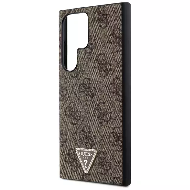 Guess Grip Stand 4G Triangle Strass Case for Samsung Galaxy S24 Ultra - Brown 12