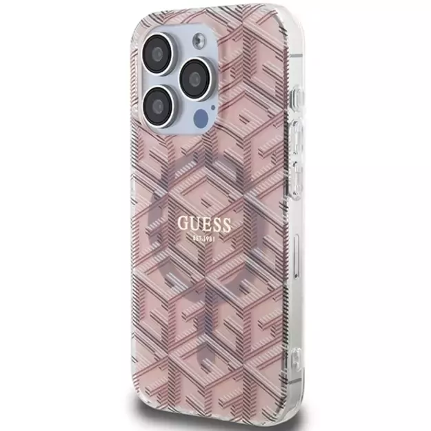 Guess IML GCube MagSafe case for iPhone 15 Pro Max - pink 8
