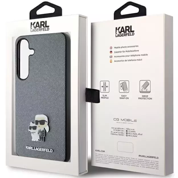 Karl Lagerfeld KLHCS24MPSAKCMPG S24+ S926 hardcase gray/gray Saffiano Karl &amp  Choupette Metal Pin 7