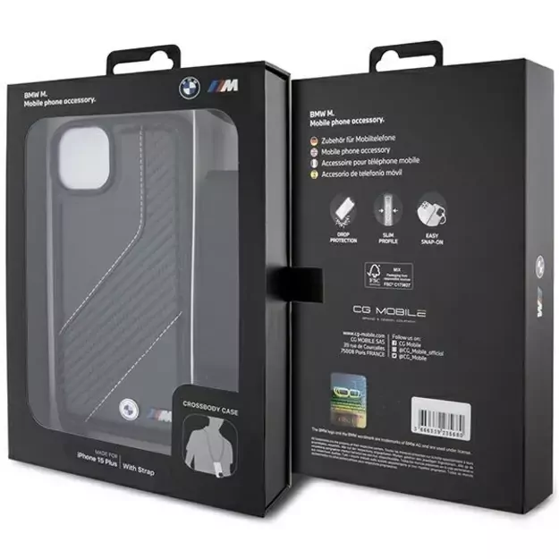 BMW M Edition Carbon Stripe &amp  Strap case for iPhone 15 Plus / 14 Plus - black 6