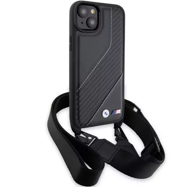 BMW M Edition Carbon Stripe &amp  Strap case for iPhone 15 Plus / 14 Plus - black 2