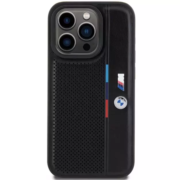 BMW Perforated Tricolor Line case for iPhone 15 Pro Max - black 2