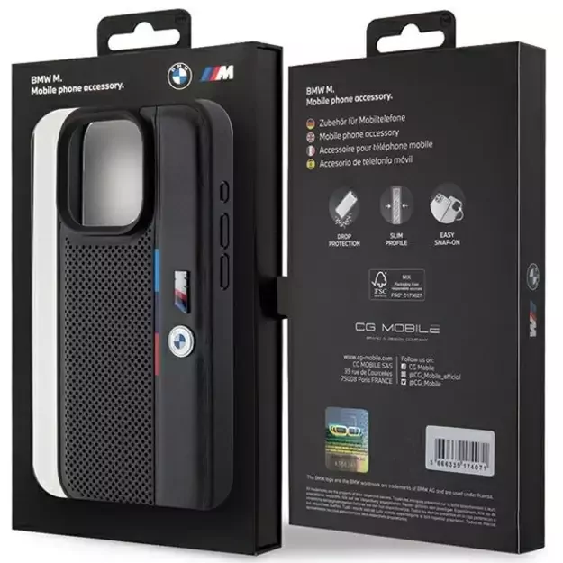 BMW Perforated Tricolor Line case for iPhone 15 Pro Max - black 7