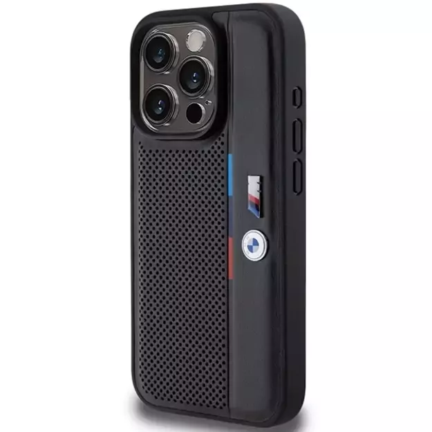 BMW Perforated Tricolor Line case for iPhone 15 Pro Max - black 1
