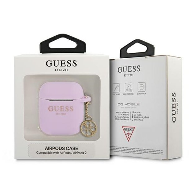 Guess GUA2LSC4EU AirPods 1/2 cover purple/purple Silicone Charm 4G Collection 2