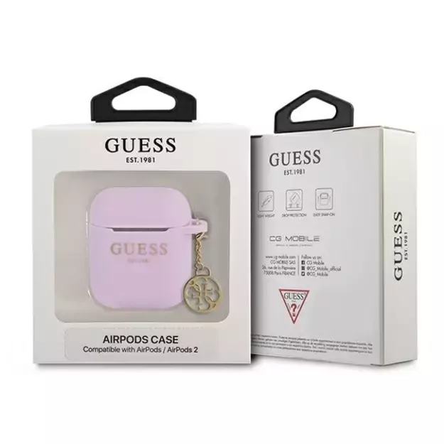 Guess GUA2LSC4EU AirPods 1/2 cover purple/purple Silicone Charm 4G Collection 4