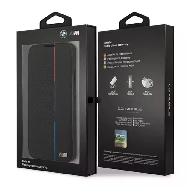 Etui BMW BMBKS22MTRTBK S22+ S906 czarny/black bookcase M Collection Triangles 6