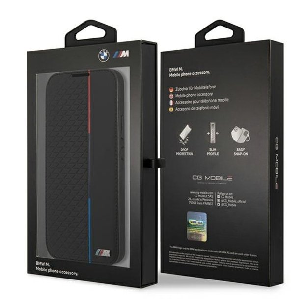 Etui BMW BMBKS22MTRTBK S22+ S906 czarny/black bookcase M Collection Triangles 12