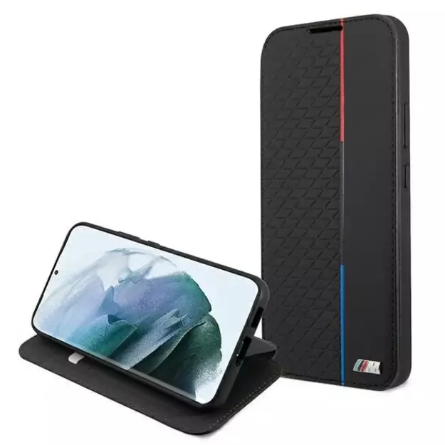 Etui BMW BMBKS22MTRTBK S22+ S906 czarny/black bookcase M Collection Triangles 4