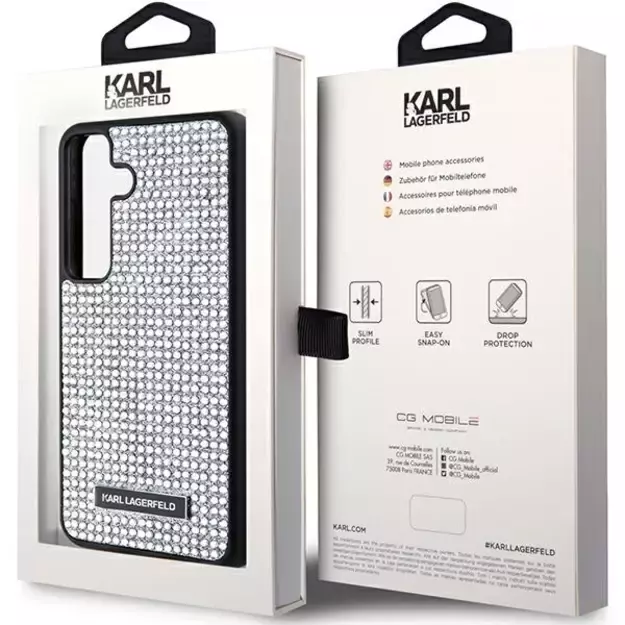 Karl Lagerfeld Rhinestone Metal Logo case for Samsung Galaxy S24 - silver 7