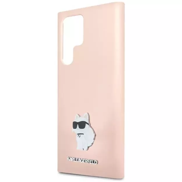 Karl Lagerfeld Silicone Choupette Metal Pin case for Samsung Galaxy S23 Ultra - pink 5