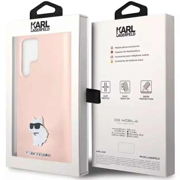 Karl Lagerfeld Silicone Choupette Metal Pin case for Samsung Galaxy S23 Ultra - pink 8