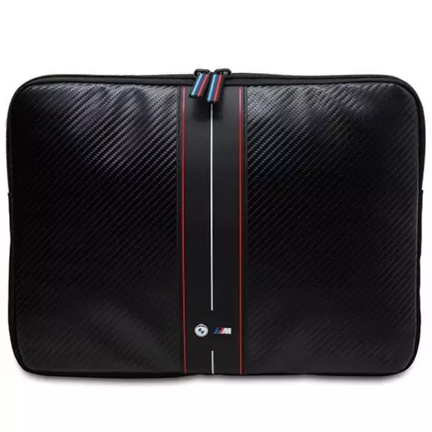 BMW Carbon &amp  Red Stripe sleeve for a 16&quot  laptop - black