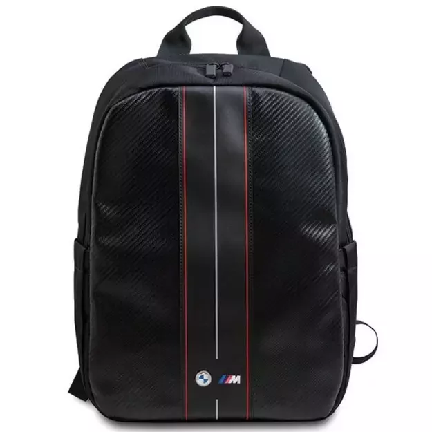 BMW Carbon &amp  Red Stripe backpack for a 16&quot  laptop - black