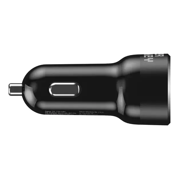 Silver Monkey SMA078 car charger 1xUSB-C 1xUSB-A 45W PD QC - black 2