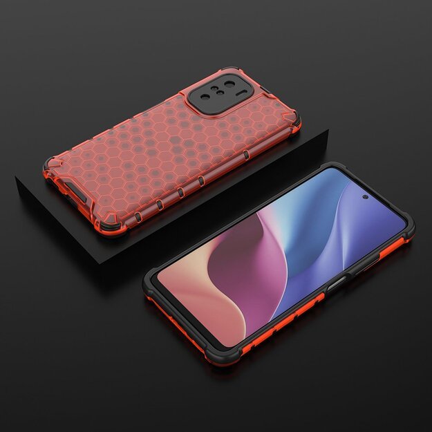 Honeycomb Case armor cover with TPU Bumper for Xiaomi Redmi K40 Pro+ / K40 Pro / K40 / Poco F3 red 14