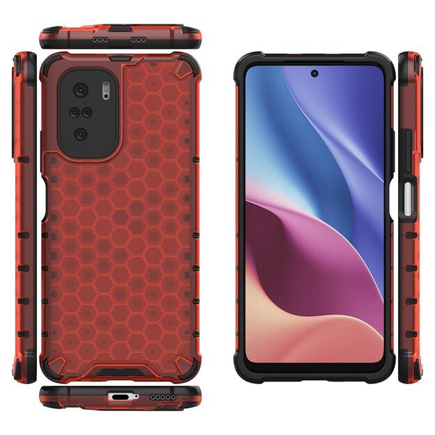 Honeycomb Case armor cover with TPU Bumper for Xiaomi Redmi K40 Pro+ / K40 Pro / K40 / Poco F3 red 13