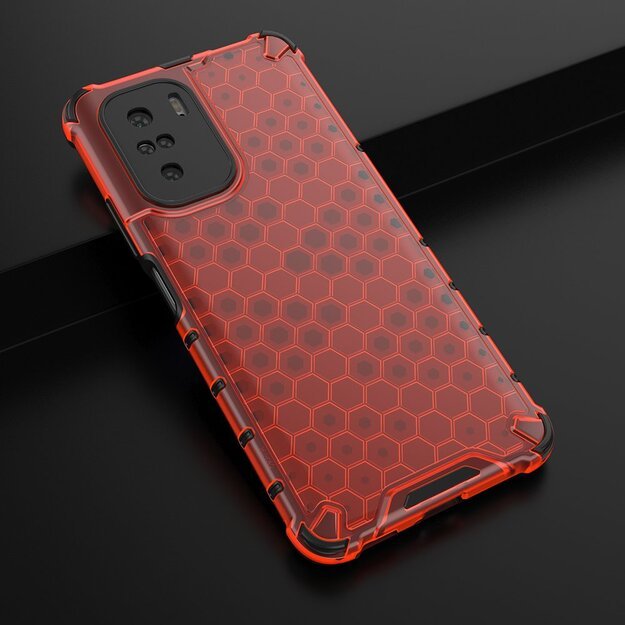 Honeycomb Case armor cover with TPU Bumper for Xiaomi Redmi K40 Pro+ / K40 Pro / K40 / Poco F3 red 15