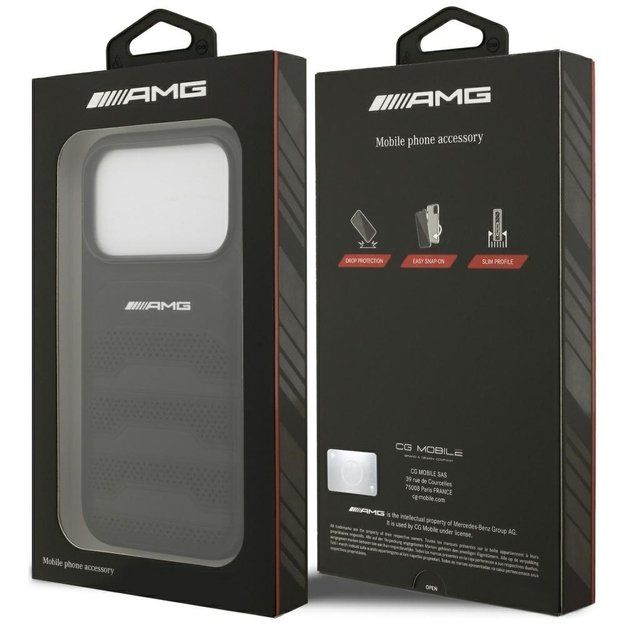 AMG Leather Debossed Lines Logo Case for iPhone 17 Pro - Black 7