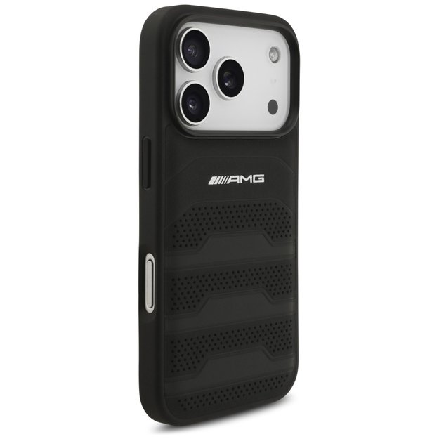 AMG Leather Debossed Lines Logo Case for iPhone 17 Pro - Black 3
