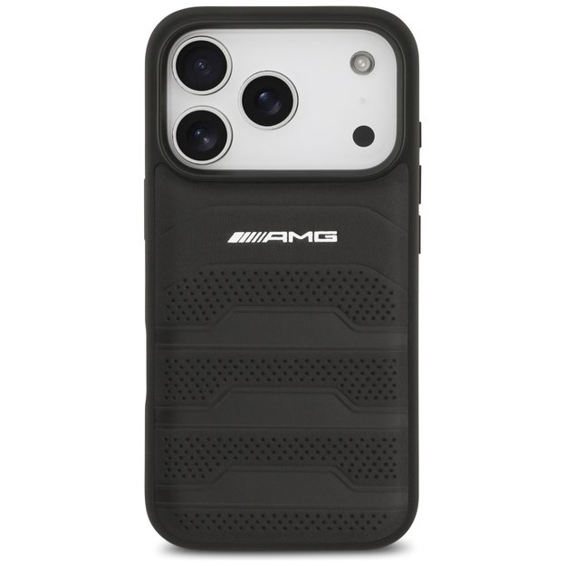 AMG Leather Debossed Lines Logo Case for iPhone 17 Pro - Black 2