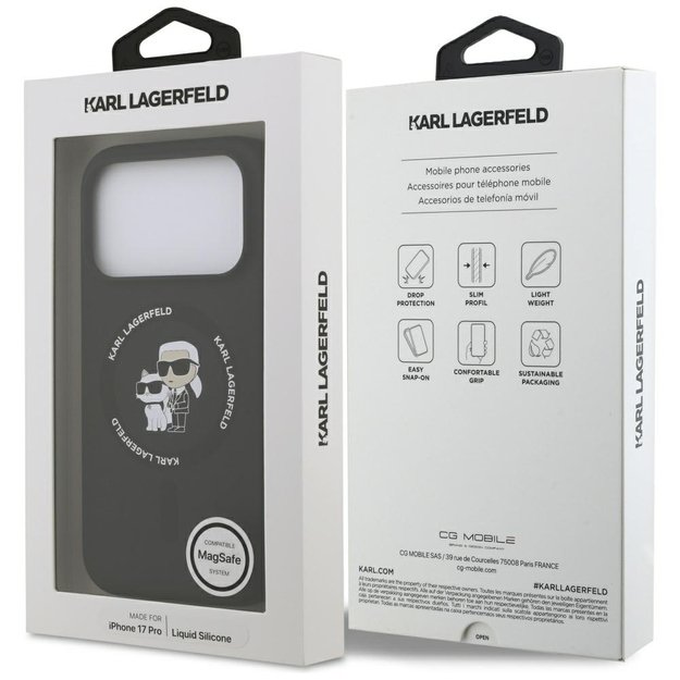 Karl Lagerfeld Silicone Karl&amp Choupette Ring MagSafe Case for iPhone 17 Pro - Black 7