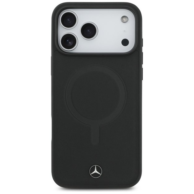 Mercedes Plain Smooth Leather MagSafe Case for iPhone 17 Pro Max - Black 2