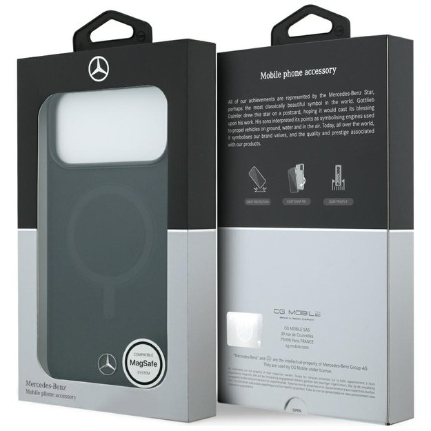 Mercedes Plain Smooth Leather MagSafe Case for iPhone 17 Pro Max - Black 7