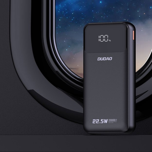 Dudao K15Pro Power Bank 20000mAh 22.5W PD USB-C / USB-A / Built-in Lightning and USB-C Cables - Black 5
