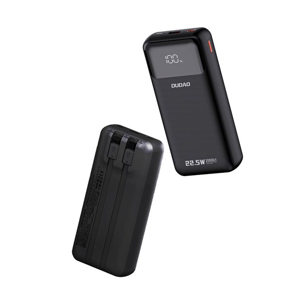 Dudao K15Pro Power Bank 20000mAh 22.5W PD USB-C / USB-A / Built-in Lightning and USB-C Cables - Black 1