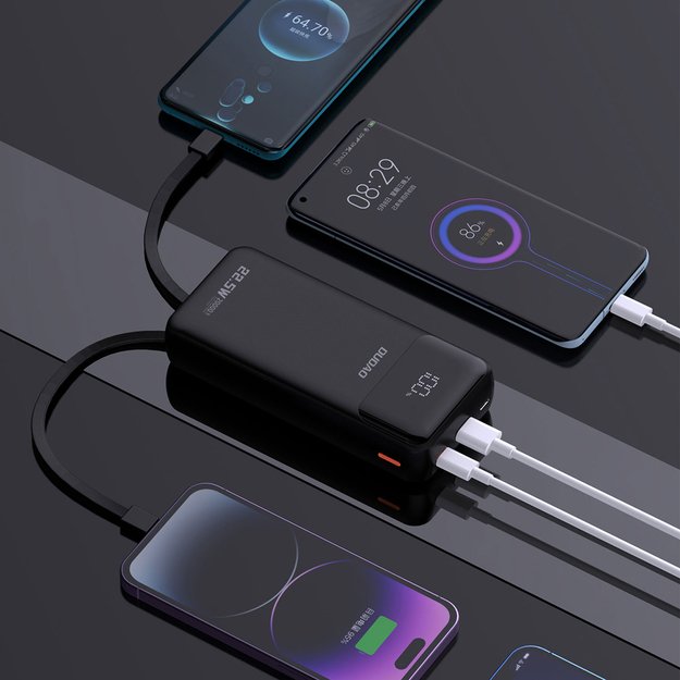 Dudao K15Pro Power Bank 20000mAh 22.5W PD USB-C / USB-A / Built-in Lightning and USB-C Cables - Black 3