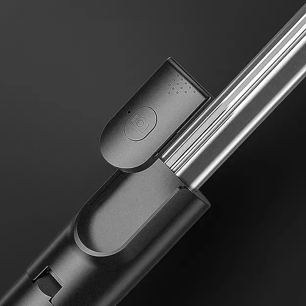 Selfie stick WH1YXS telescopic tripod 1m with round lamp and phone holder - black 27