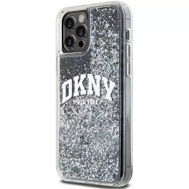 DKNY Liquid Glitter Big Logo iPhone 12 Pro/12 Case - Black 1