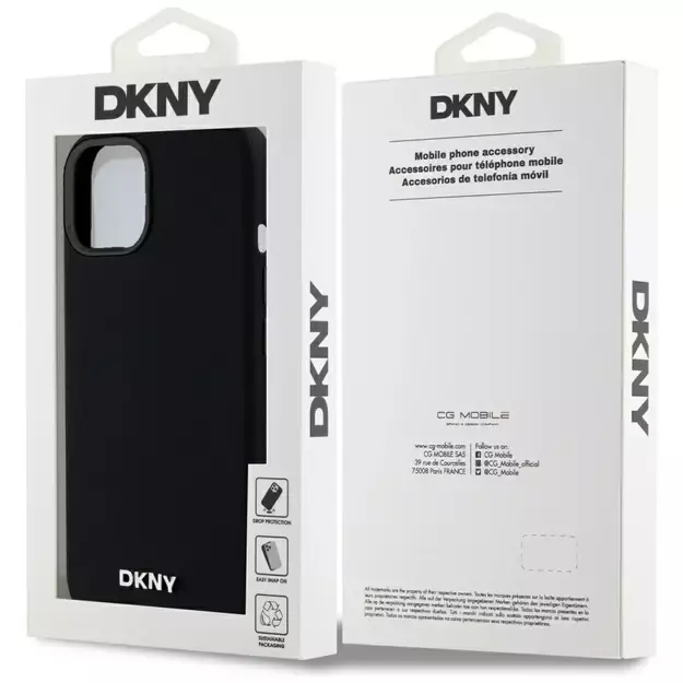 DKNY Liquid Silicone Small Metal Logo MagSafe Case for iPhone 14/15/13 - Black 7