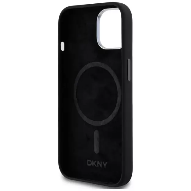 DKNY Liquid Silicone Small Metal Logo MagSafe Case for iPhone 14/15/13 - Black 6