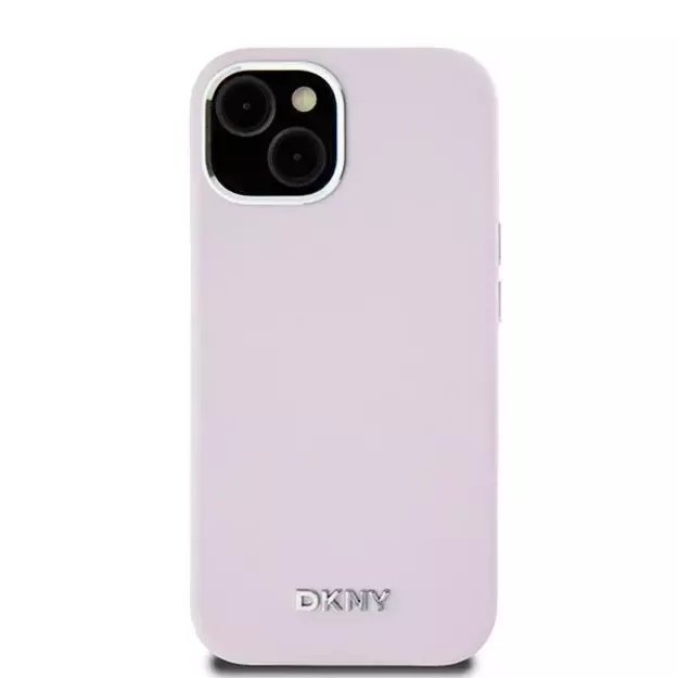 DKNY Liquid Silicone Small Metal Logo MagSafe Case for iPhone 15 Plus / 14 Plus - Pink 2