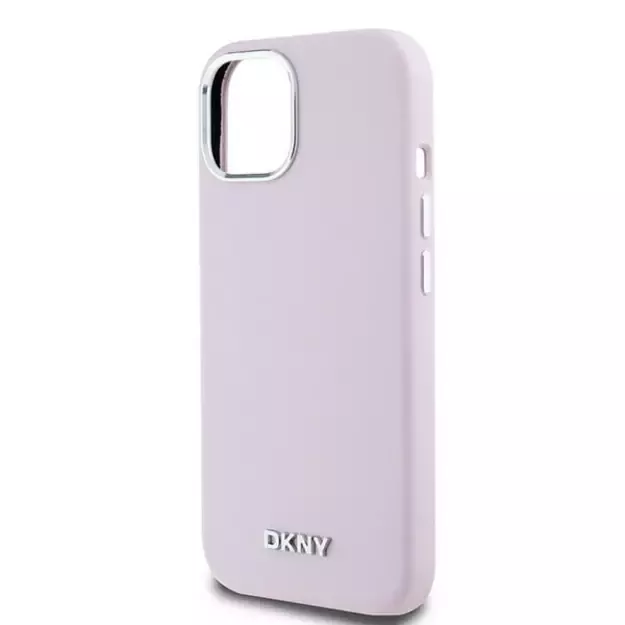 DKNY Liquid Silicone Small Metal Logo MagSafe Case for iPhone 15 Plus / 14 Plus - Pink 5